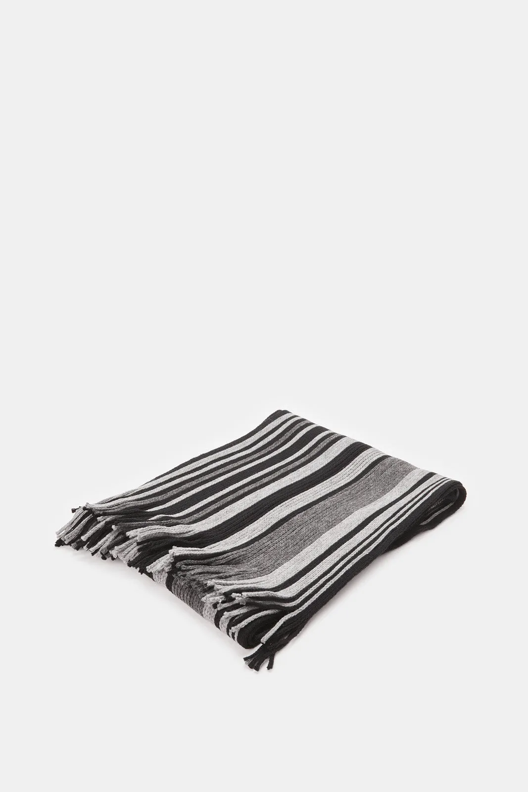 Men Black Striped Weighted Scarf