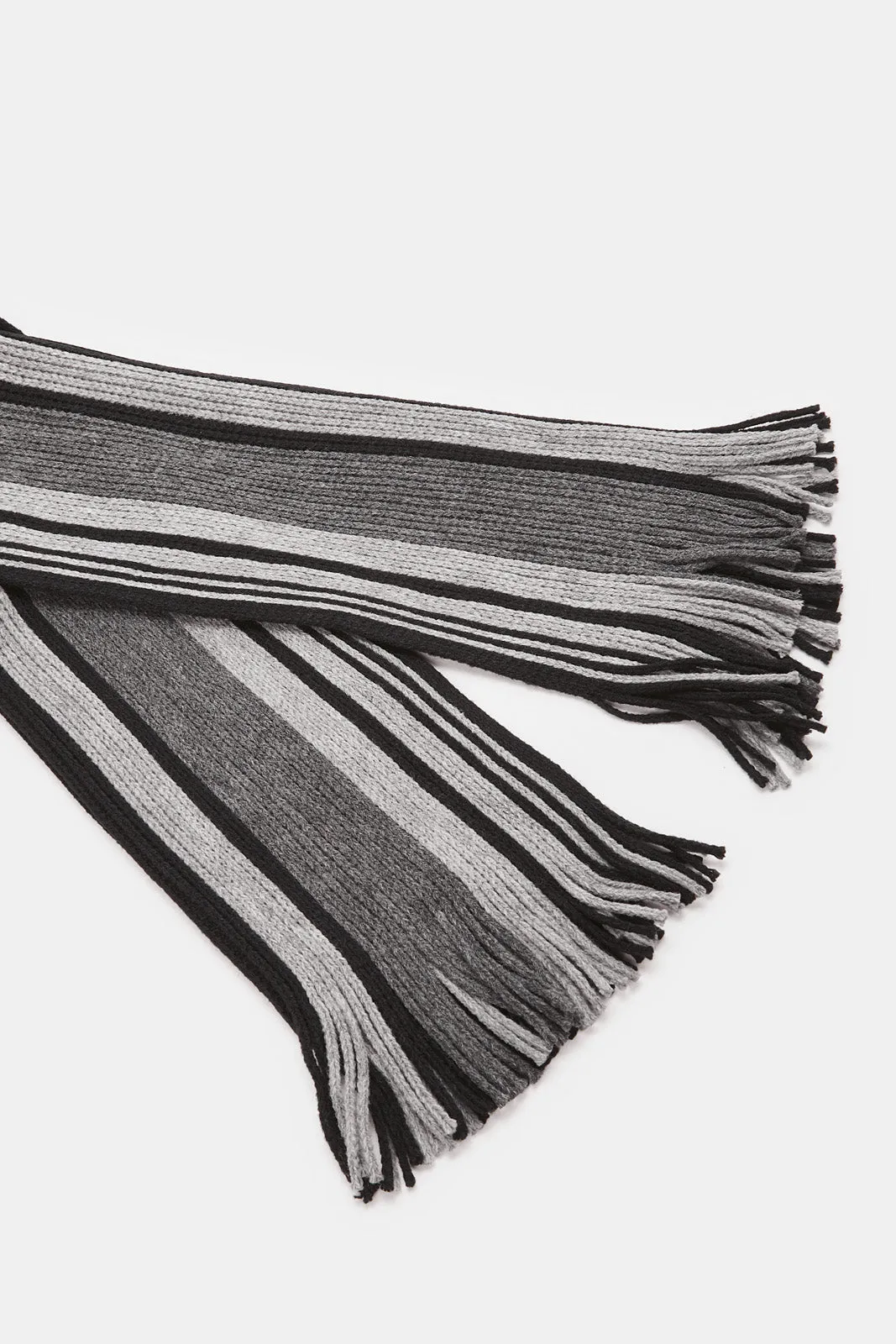 Men Black Striped Weighted Scarf