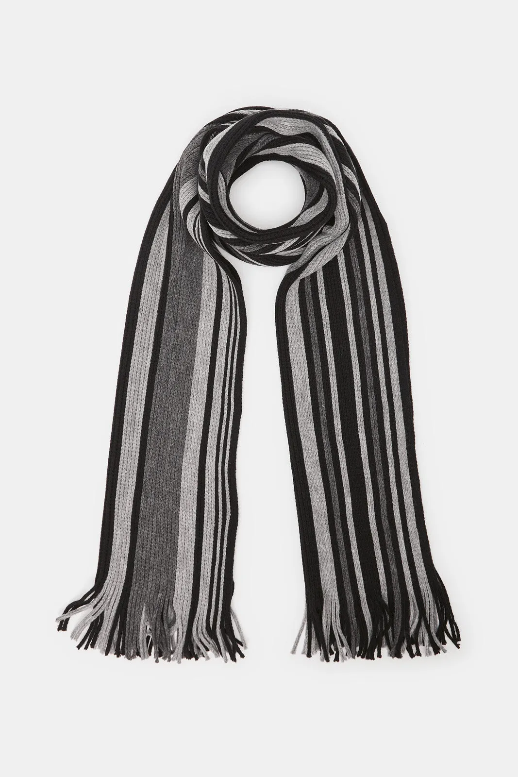 Men Black Striped Weighted Scarf