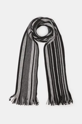 Men Black Striped Weighted Scarf