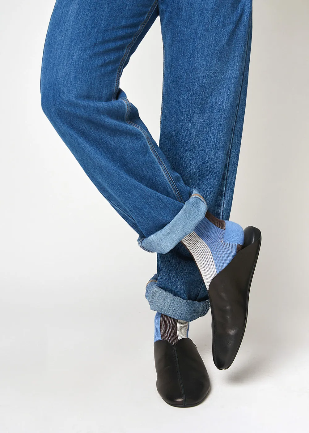 Men's BLanCHE Socks - Blue, White, & Brown