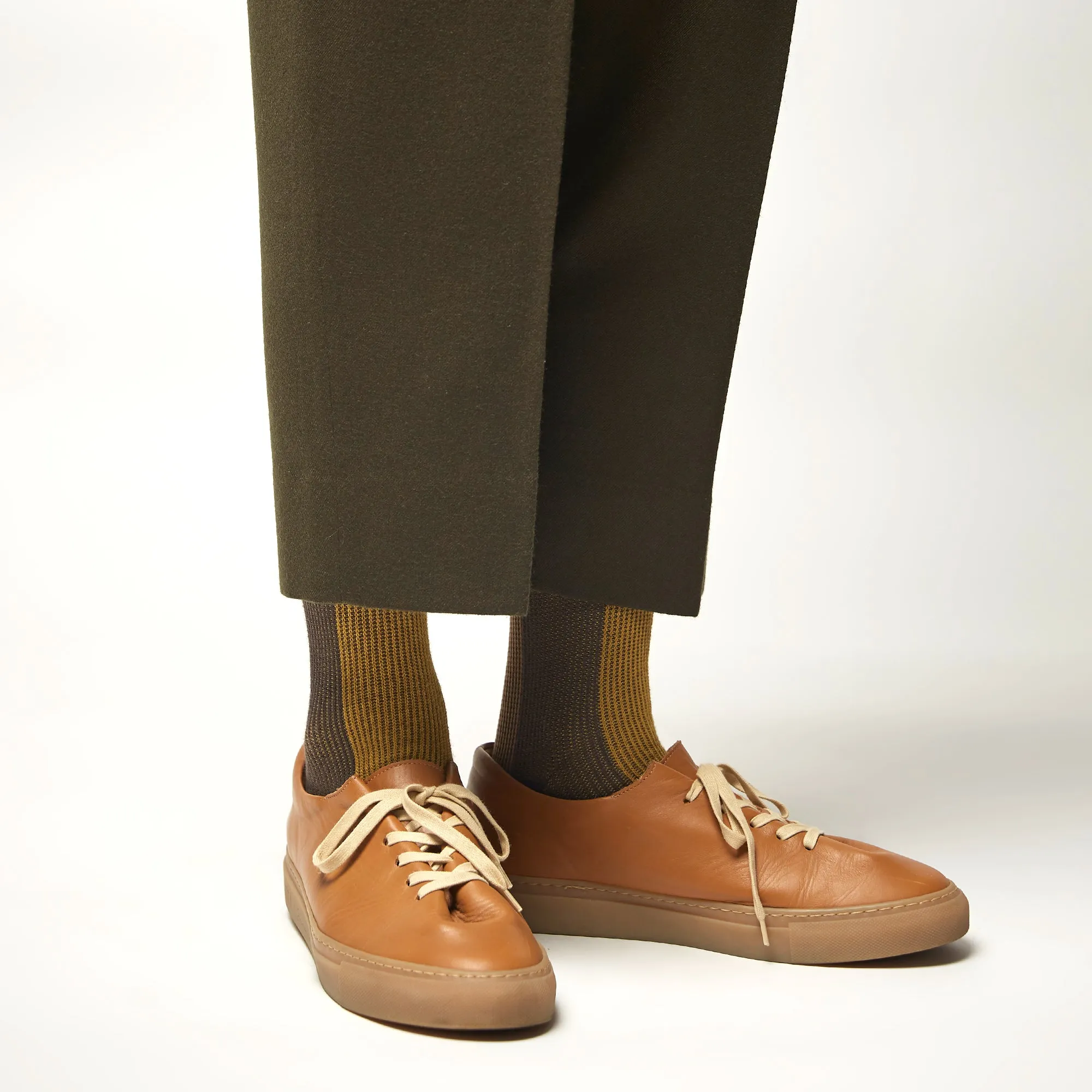 Men's BLanCHE Socks - Brown & Yellow