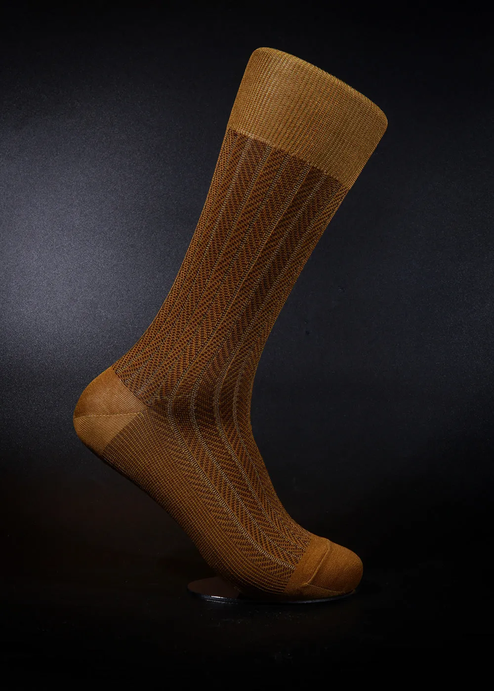Men's Herringbone Socks - Mustard & Java