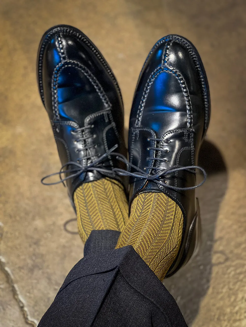 Men's Herringbone Socks - Mustard & Java