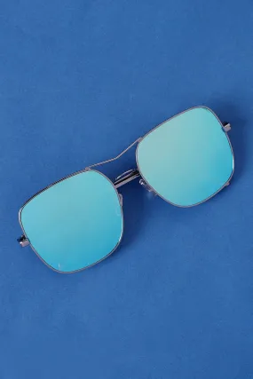 Metal Double Bridge Mirrored Sunglasses