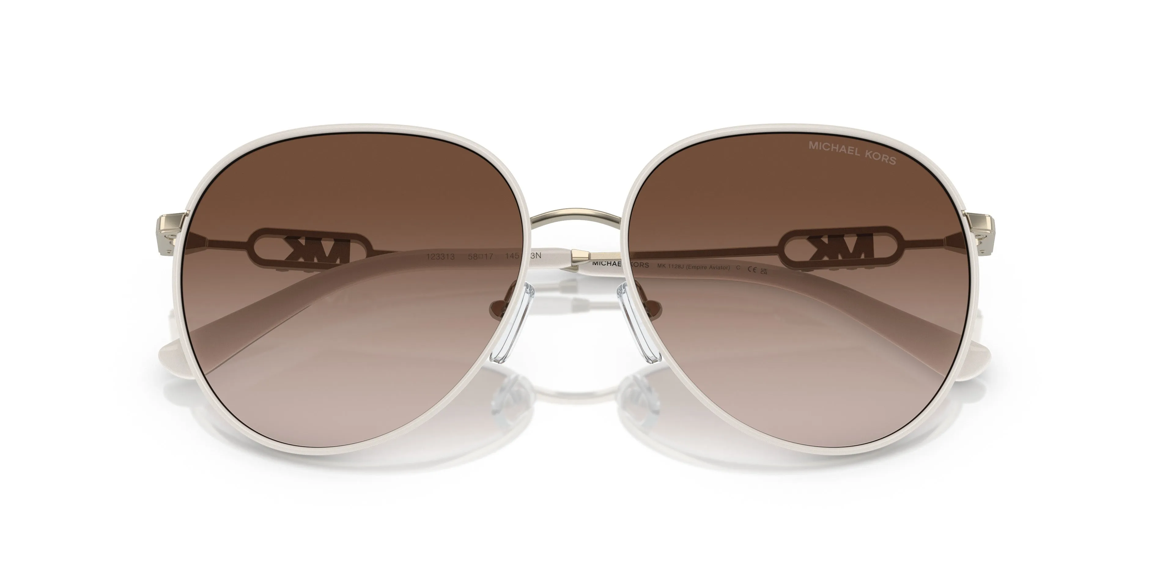 Michael Kors 0MK1128J 123313 Empire  Light Gold/White Round Sunglasses