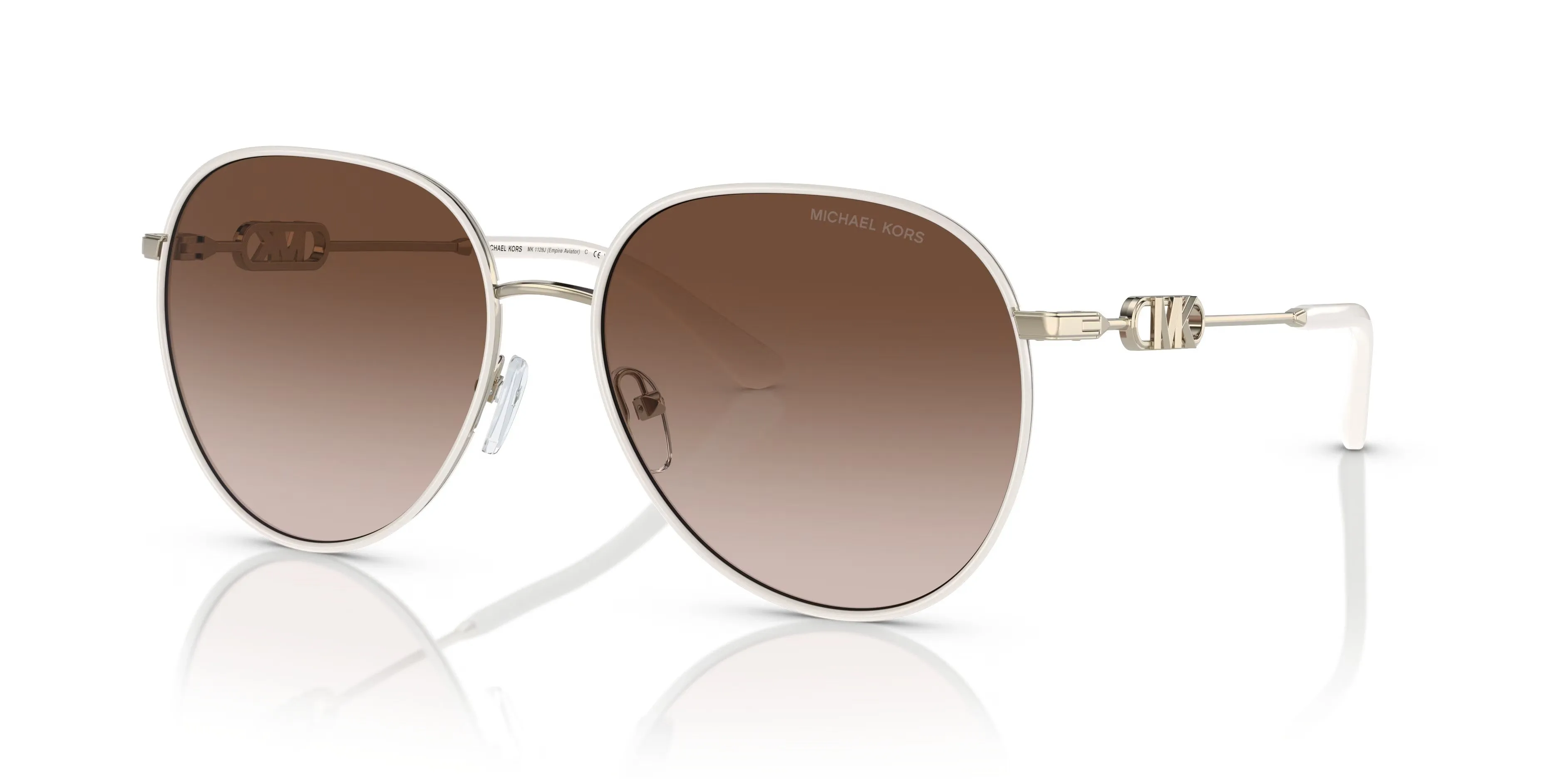 Michael Kors 0MK1128J 123313 Empire  Light Gold/White Round Sunglasses