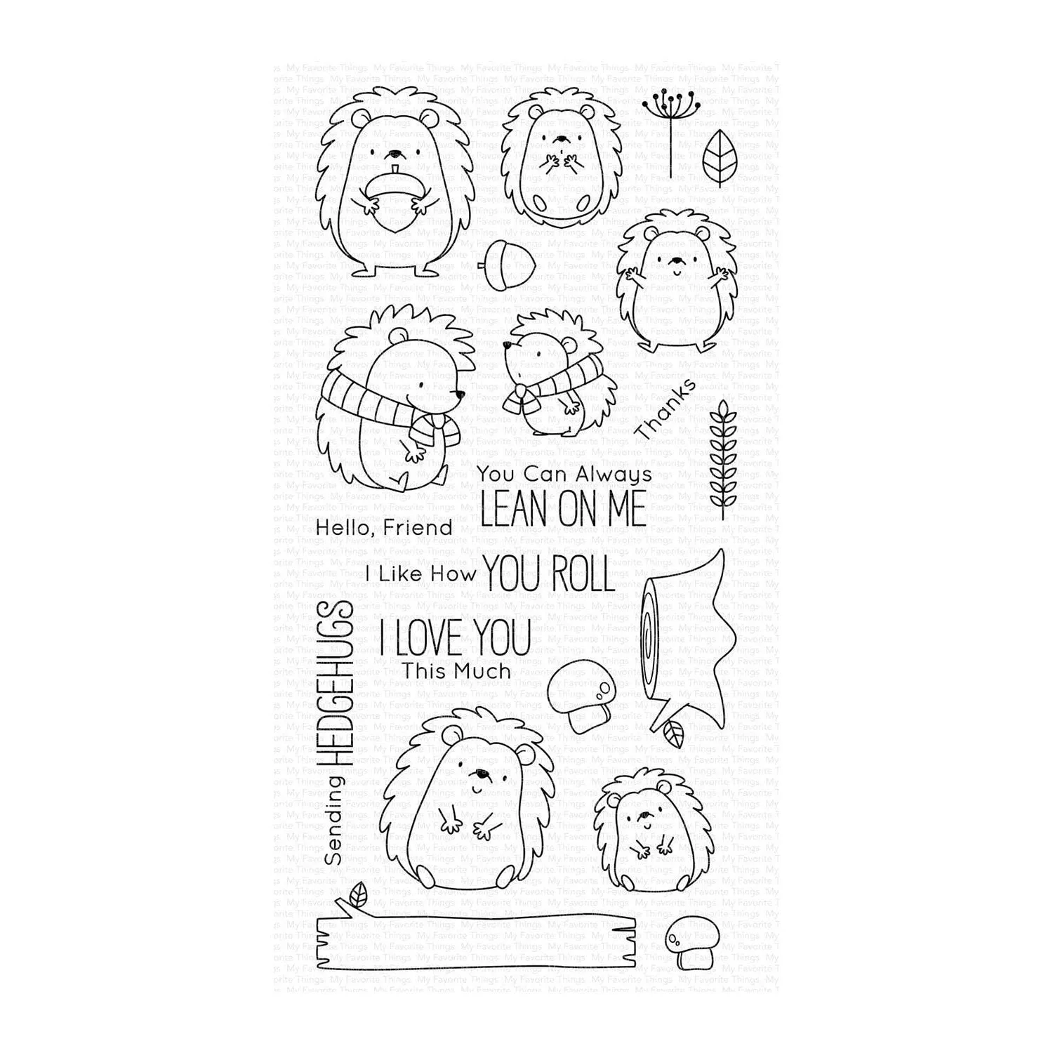 My Favorite Things Clear 4" x 8" Stamp Set - Happy Hedgehogs*