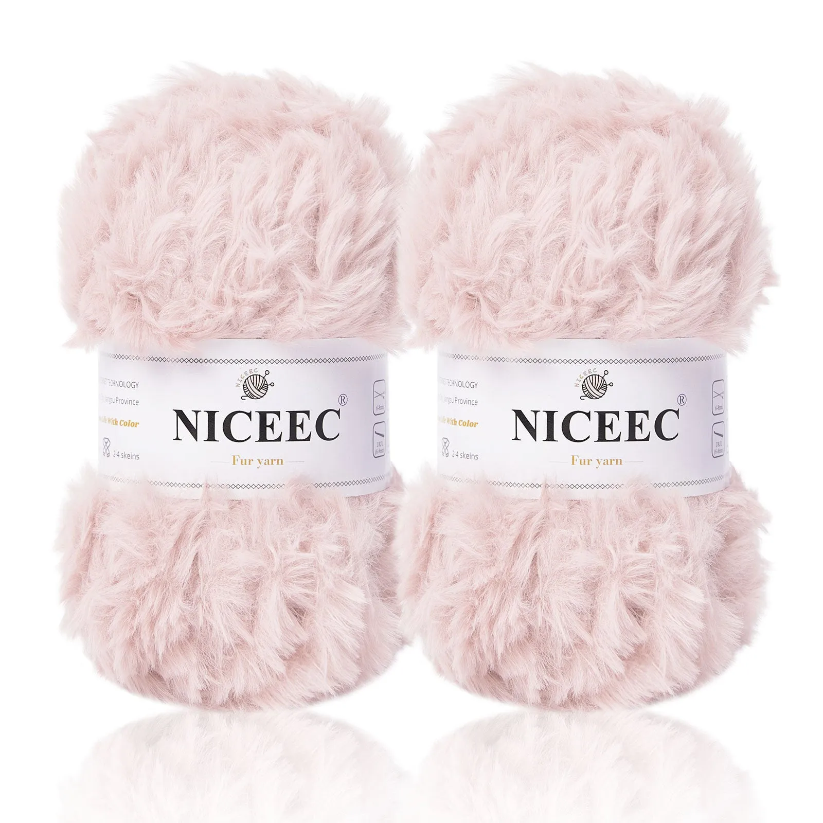 NICEEC 2 Skeins Super Soft Fur Yarn Chunky Fluffy Faux Fur Yarn Eyelash Yarn for Crochet Knit -Total Length 2×32m(2×35yds,50g×2)