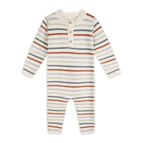 Organic Cotton Multicolor Stripe Chunky Sweater Knit Baby Jumpsuit