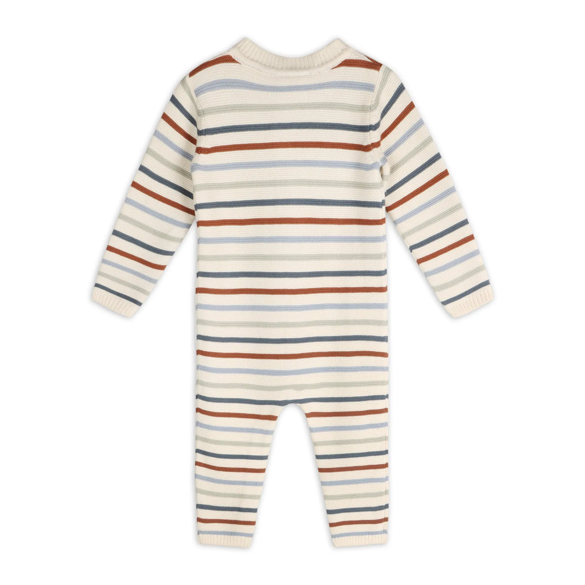 Organic Cotton Multicolor Stripe Chunky Sweater Knit Baby Jumpsuit