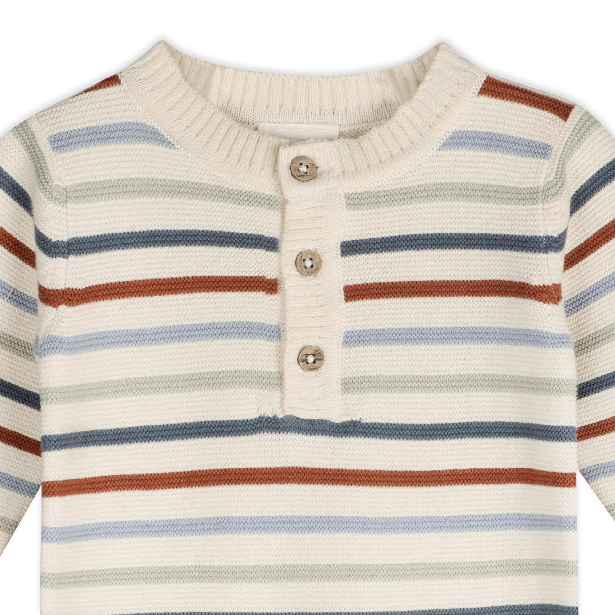 Organic Cotton Multicolor Stripe Chunky Sweater Knit Baby Jumpsuit