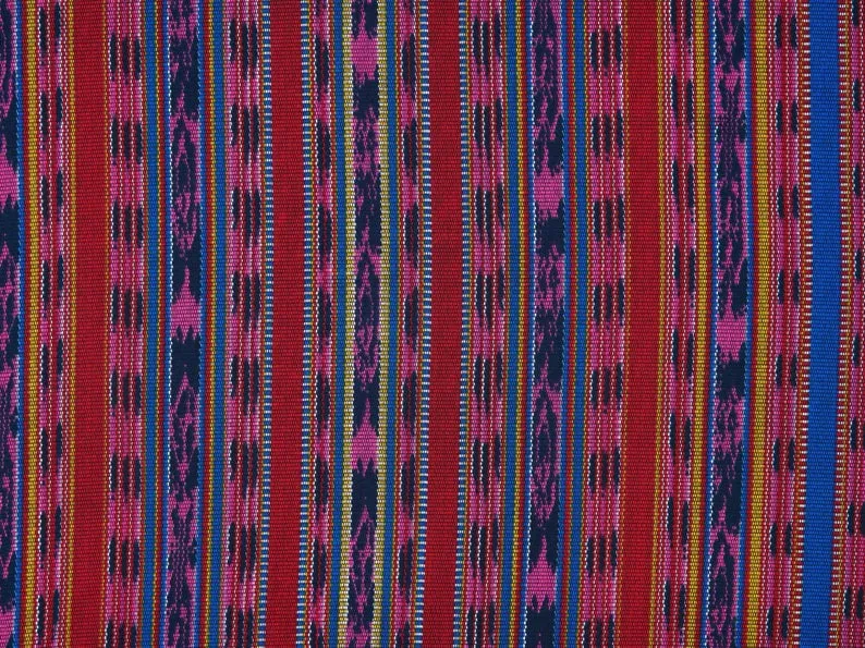 Peachskin  fabric by the yard -   Blue red tribal western striped pattern   print