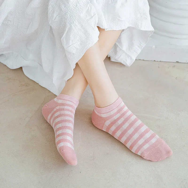Pink White Short Socks