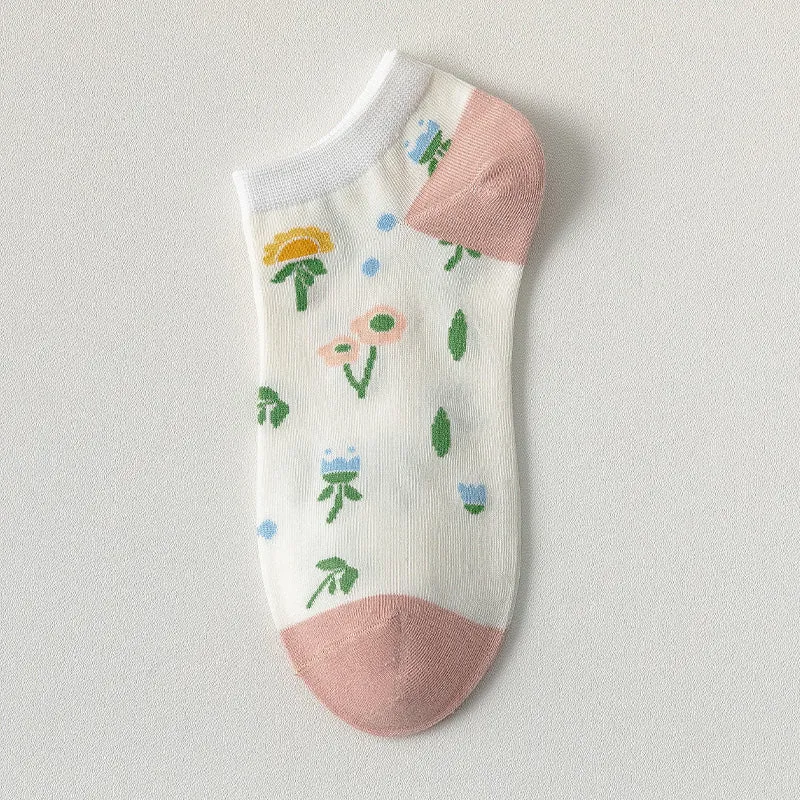 Pink White Short Socks