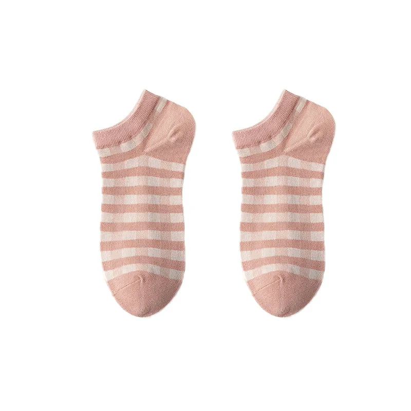 Pink White Short Socks