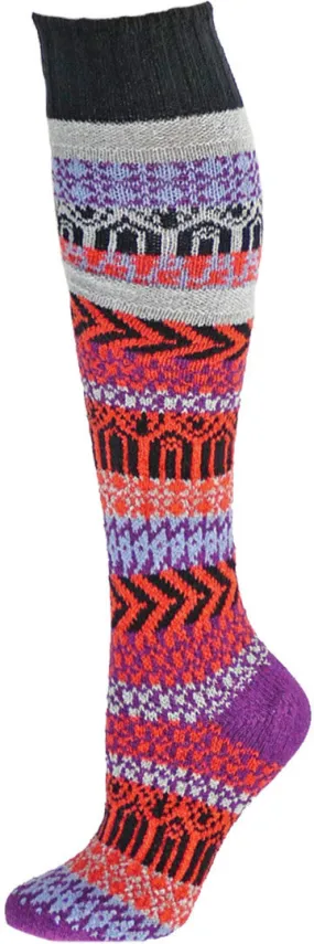 Plum Sunrise Fairisle Recycled Cotton Knee High Socks (Women's)