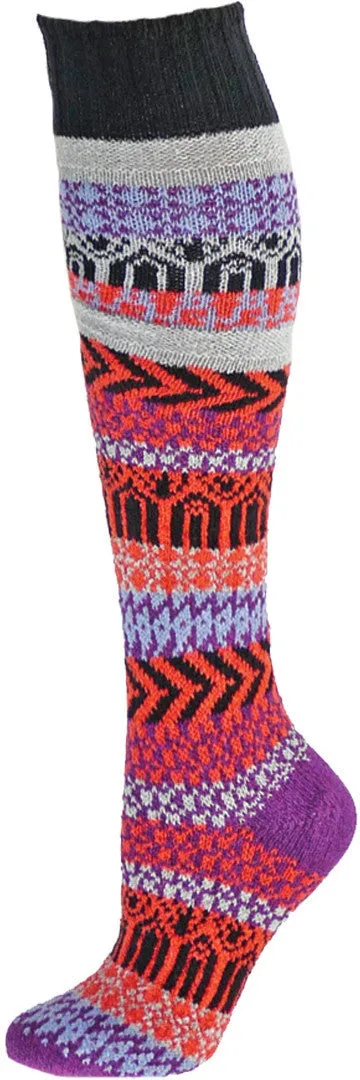 Plum Sunrise Fairisle Recycled Cotton Knee High Socks (Women's)