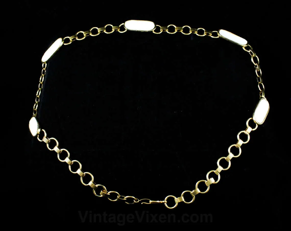 Posh White Gold Chain Belt - Size XS Small Medium - Deadstock Metal Chainlink Belt - 1960s 70s 80s NOS - Striking Chic Spring Summer Links