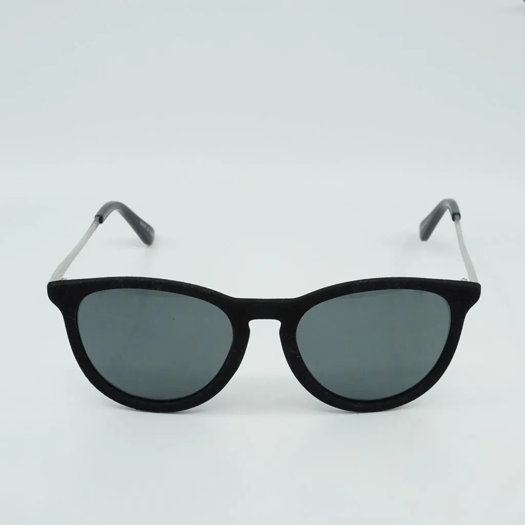 Raccoon Black and White Glitter Case with Pink Bow with an Round Black Suede Frame Sunglass -  Sunglasses and Case Set