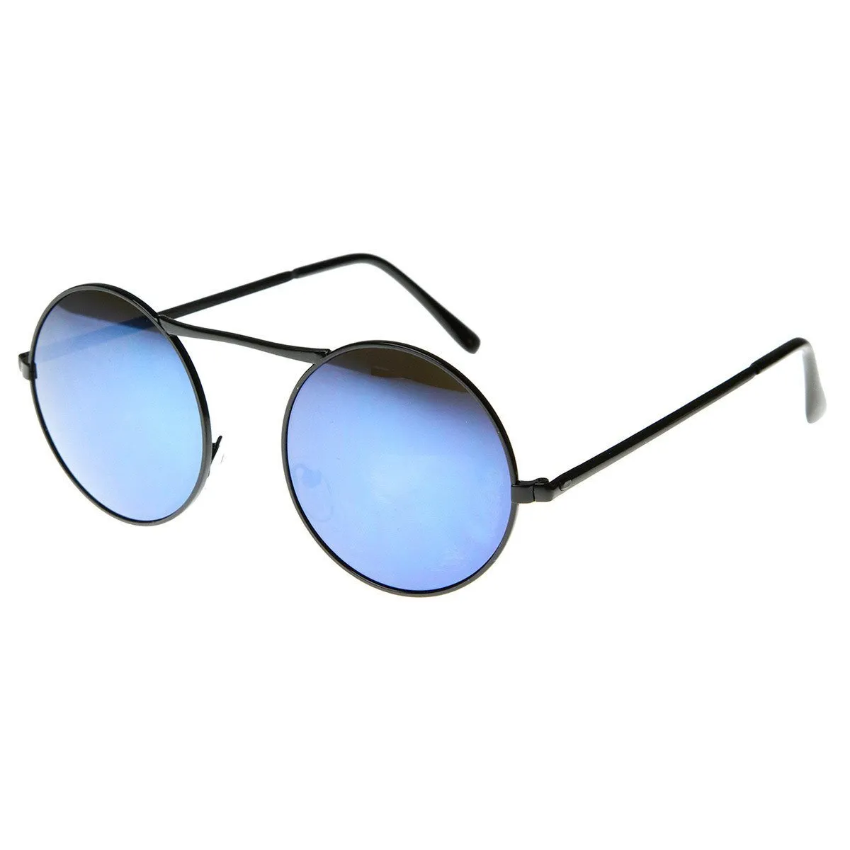 Round Steampunk Mirrored Lens Sunglasses