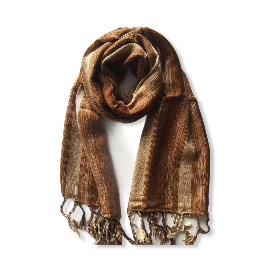 Small Striped Handwoven Scarf - Neutrals