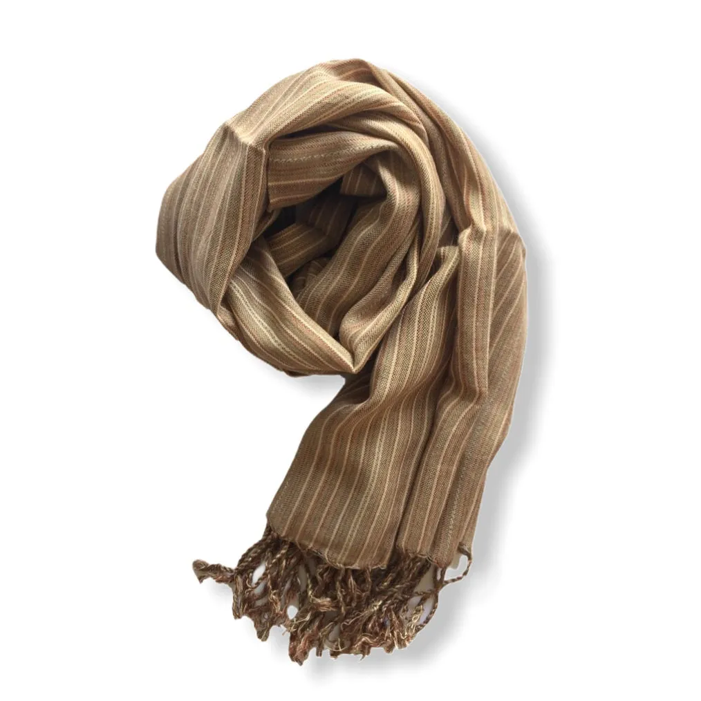 Small Striped Handwoven Scarf - Neutrals