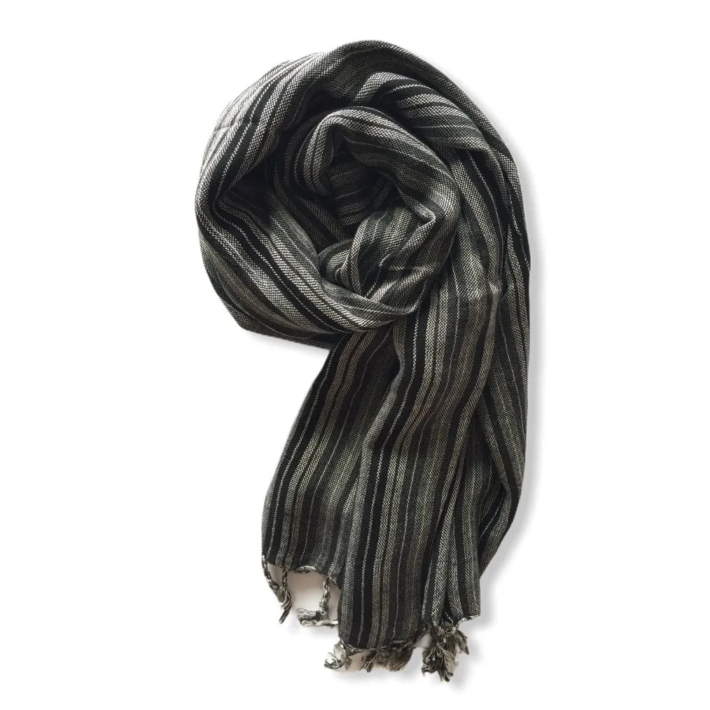 Small Striped Handwoven Scarf - Neutrals