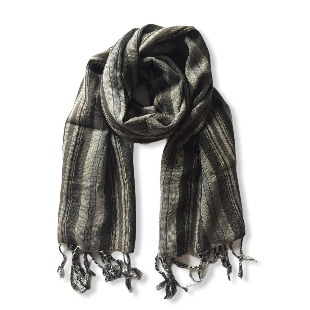 Small Striped Handwoven Scarf - Neutrals