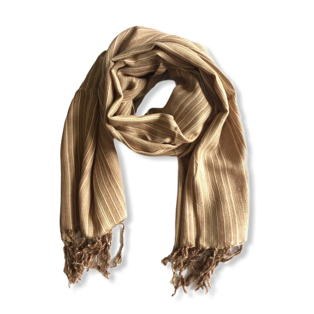 Small Striped Handwoven Scarf - Neutrals