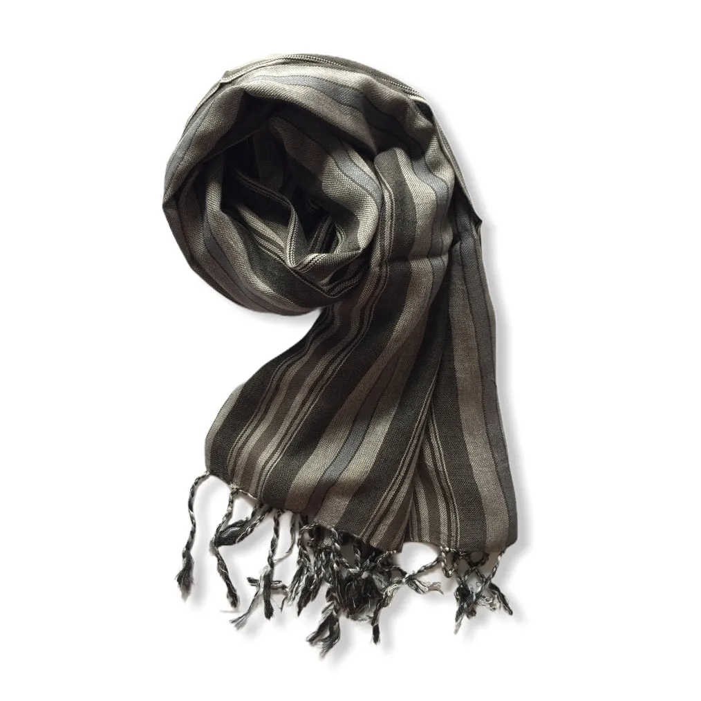 Small Striped Handwoven Scarf - Neutrals