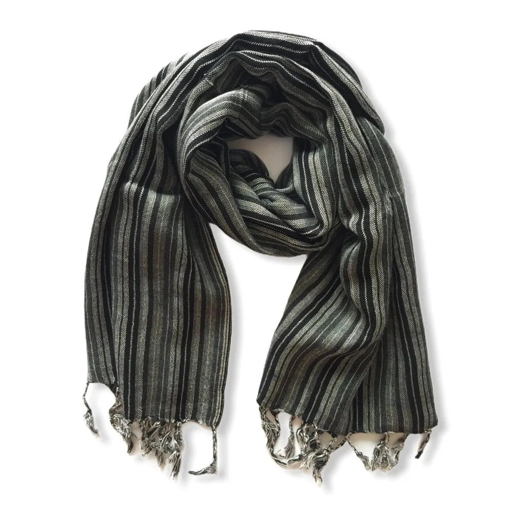 Small Striped Handwoven Scarf - Neutrals