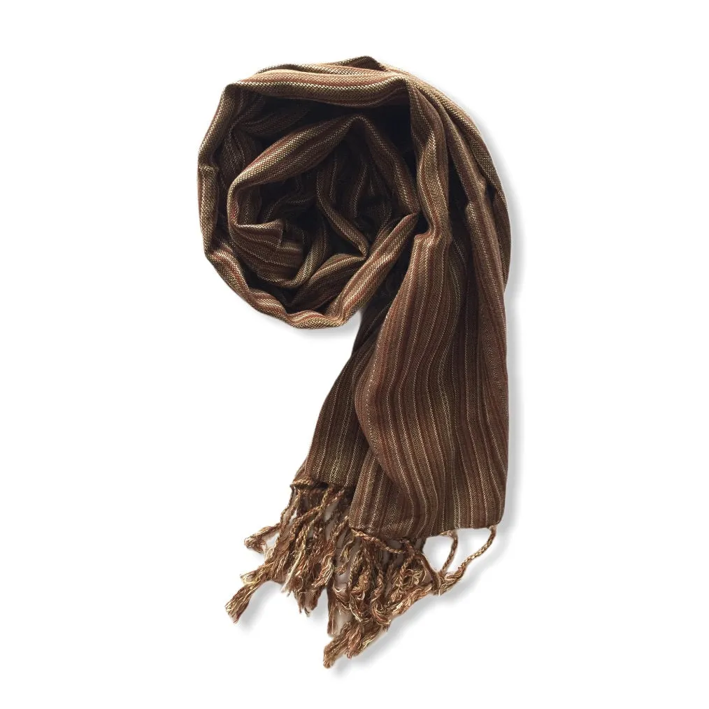 Small Striped Handwoven Scarf - Neutrals