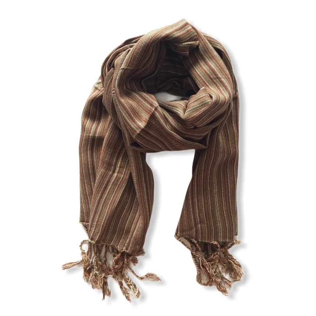 Small Striped Handwoven Scarf - Neutrals