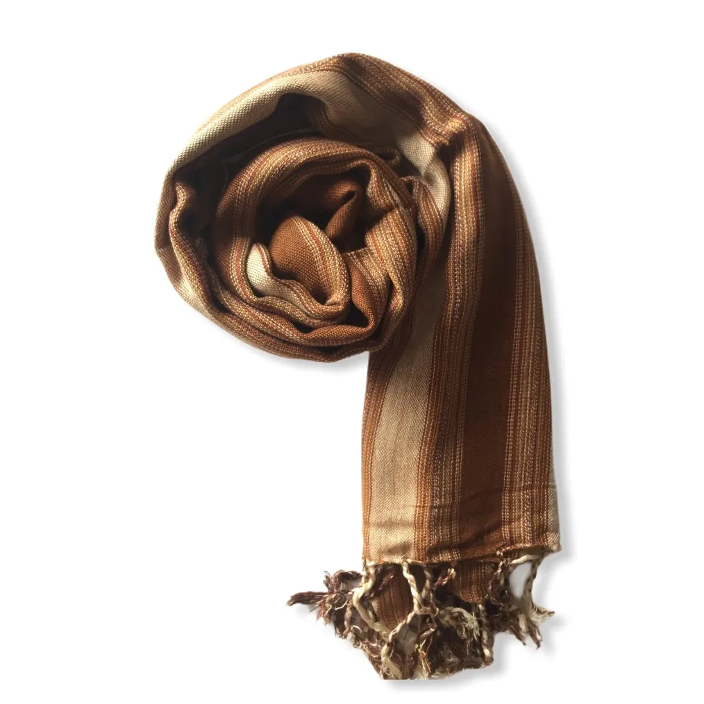 Small Striped Handwoven Scarf - Neutrals