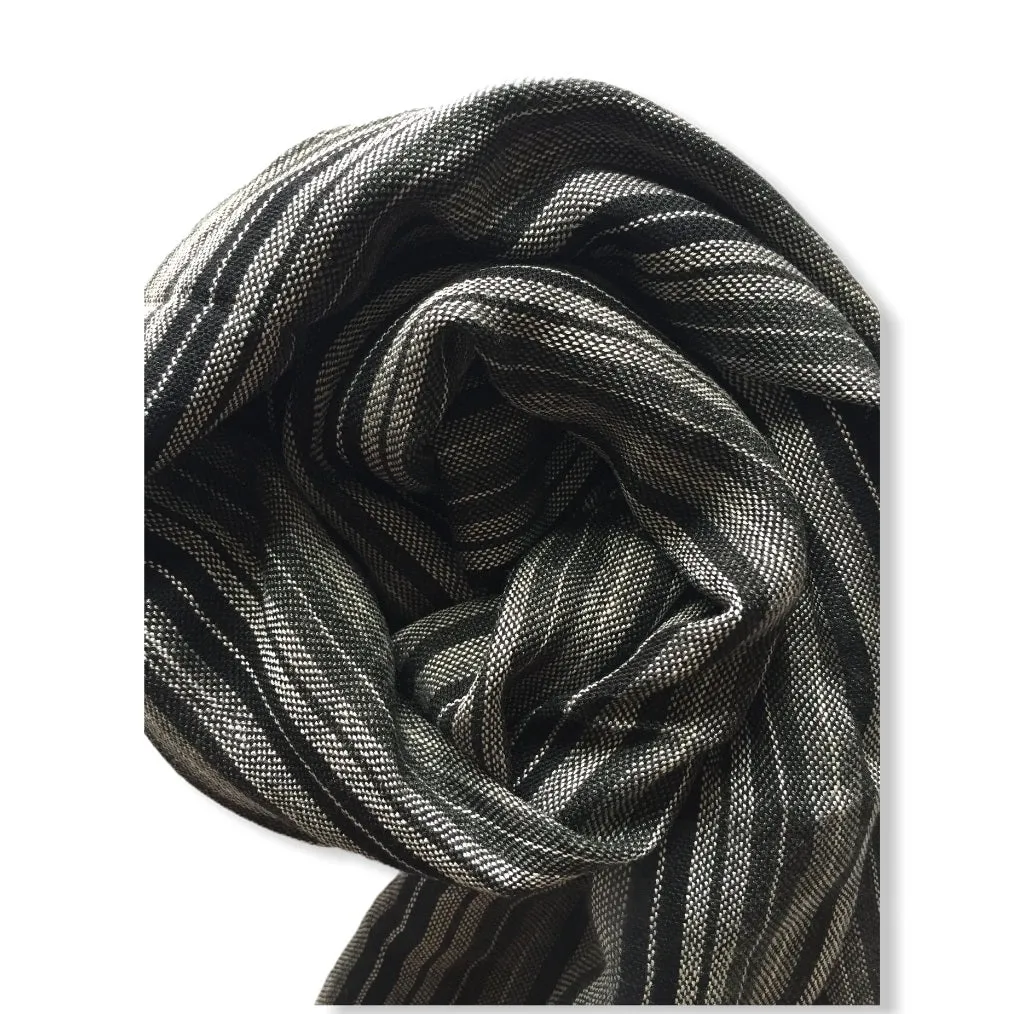 Small Striped Handwoven Scarf - Neutrals