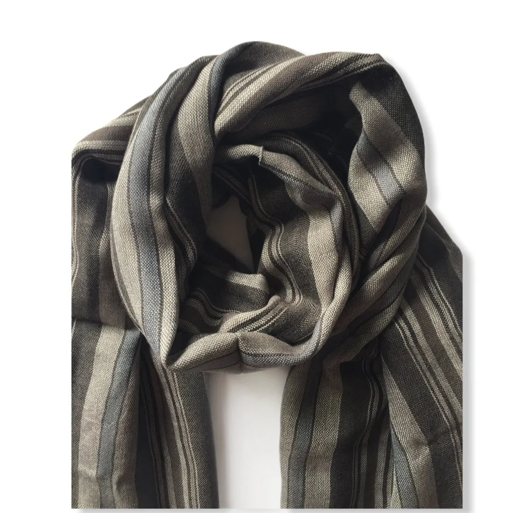 Small Striped Handwoven Scarf - Neutrals