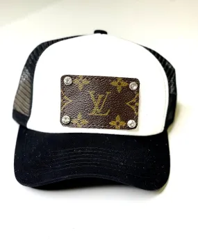 Trucker Foam Hats in Black, medium no border patch/rhinestone