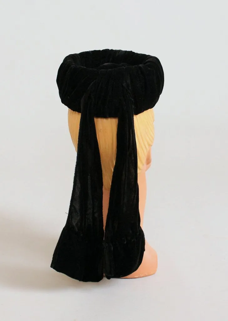 Vintage 1940s Black Velvet Tilt Hat