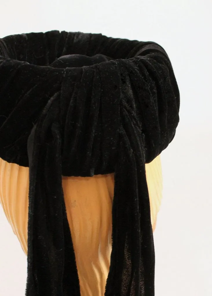 Vintage 1940s Black Velvet Tilt Hat
