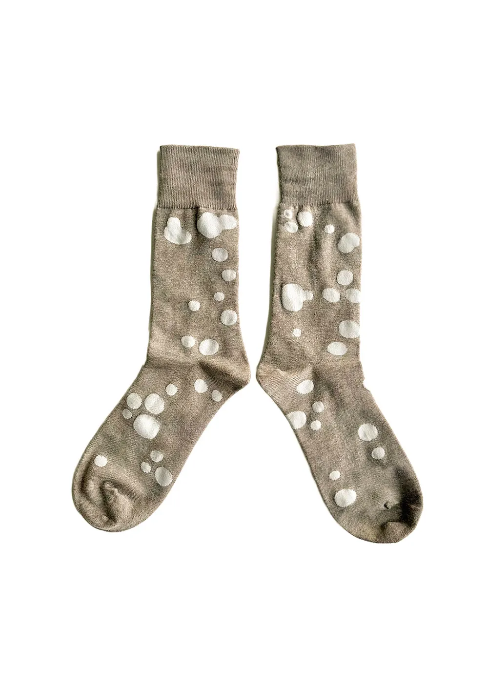 Women's Dalmatian Pattern Socks - Beige & Ivory