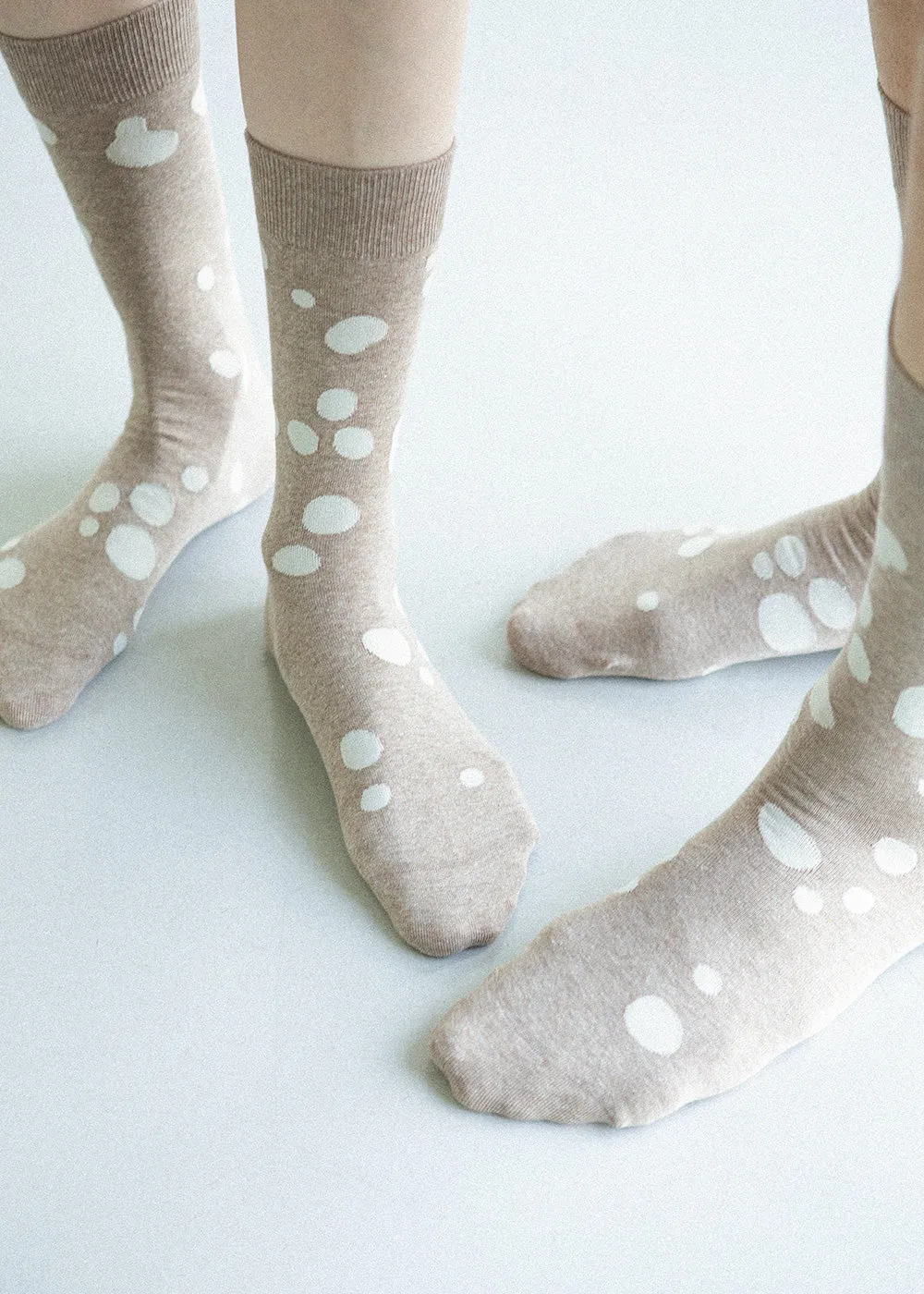 Women's Dalmatian Pattern Socks - Beige & Ivory