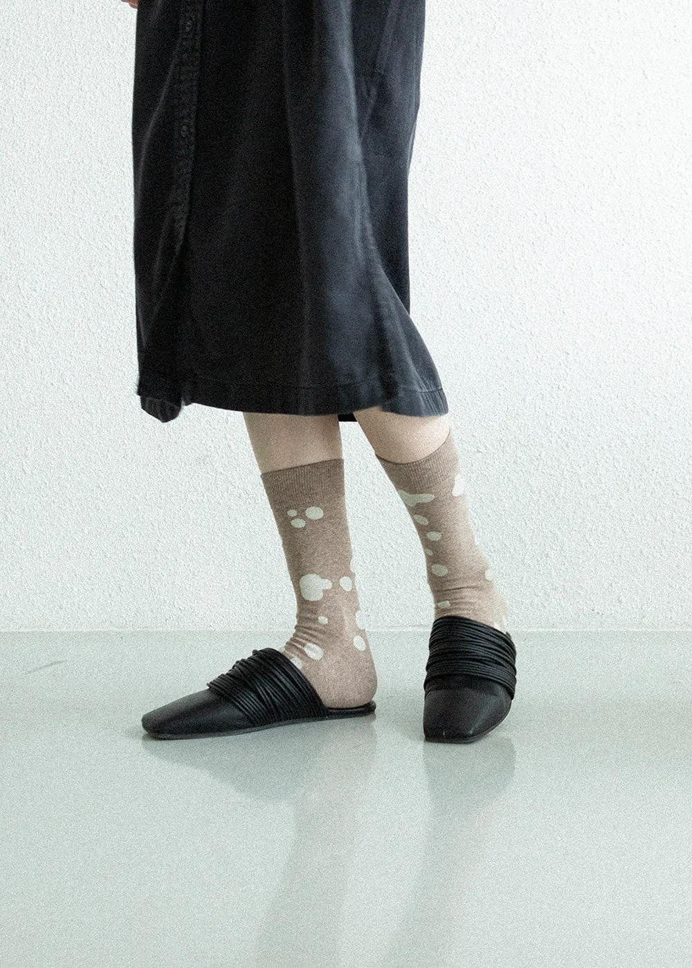 Women's Dalmatian Pattern Socks - Beige & Ivory