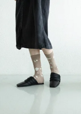 Women's Dalmatian Pattern Socks - Beige & Ivory